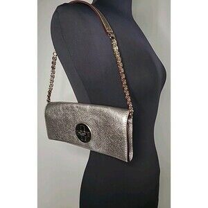 Kate Spade New York Leather Shoulder Bag Chain Strap Metallic Logo Hardware